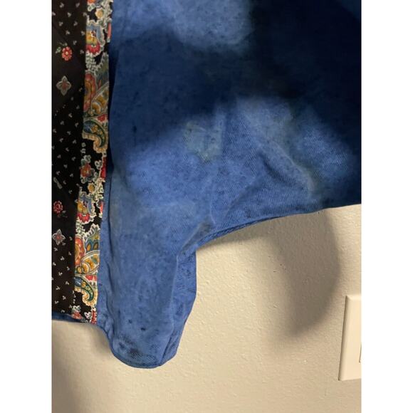 Vintage Opal Women Jacket Small Denim Acid Wash Floral Open Crop Western FLAW - Picture 4 of 11